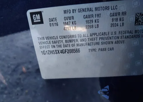 2016 Chevrolet Malibu Premier from USA, damaged, VIN 1G1ZH5SX4GF208566